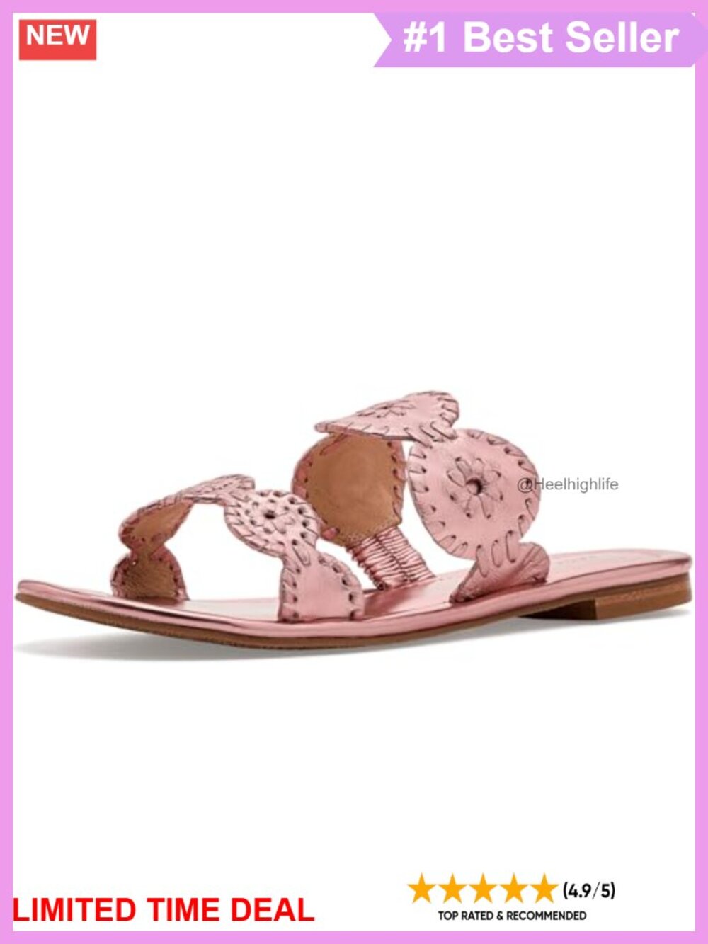 Jack Rogers Lauren II Flat Sandal Double Leather Strap Block Heel Slip On